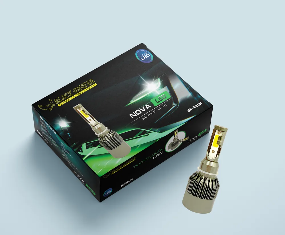 BLACK HUNTER LUZ LED H4, 12V/40W, 8000LM,  6000K.   SERIE NOVA