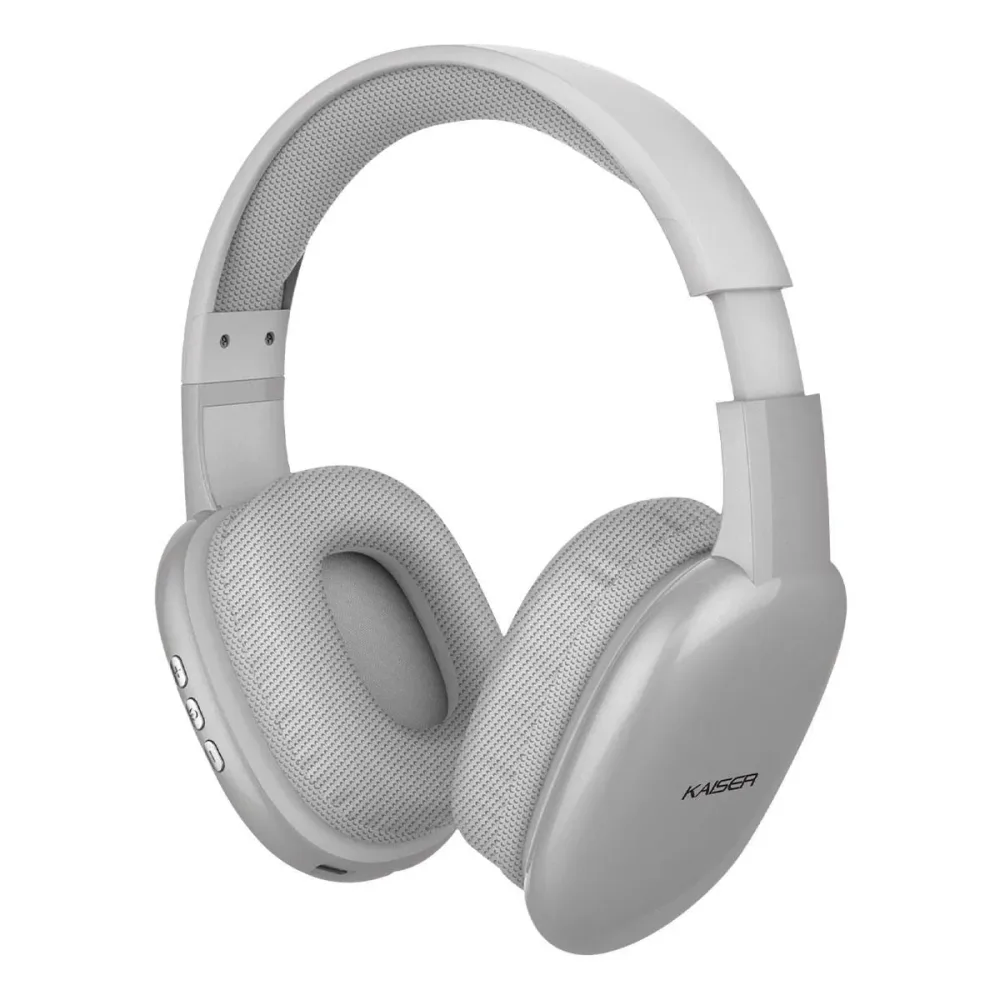 KAISER AUDIFONO DE DIADEMA  RECARGABLE/BT/MIC/SD/MANOS LIBRES COLOR PLATA