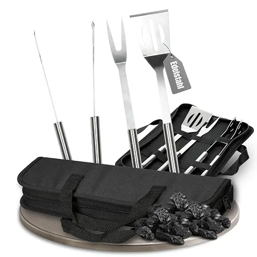 SET BBQ JASPER MALETIN CON ASA, INCLUYE ESPATULA, PINZA, TENEDOR