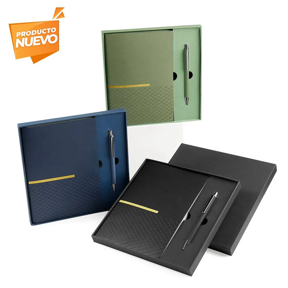 SET DE LIBRETA ZLATNA NEGRO CON BOLIGRAFO METALICO