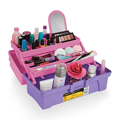 CAJA COSMETIQUERA 14" ROSA/MORADO